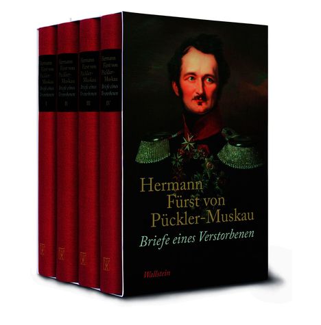 Buchtitelseite mit Gemälde eines Mannes in Uniform. Texte: "Hermann Fürst von Pückler-Muskau. Briefe eines Verstorbenen."