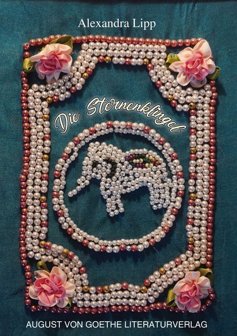 „Die Sternenklingel“ von Alexandra Lipp; Perlenbild eines Elefanten in einem Rahmen mit Rosen.