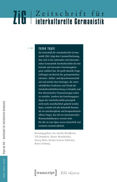 Zeitschrift für interkulturelle Germanistik 16. Jahrgang, 2025, Buch