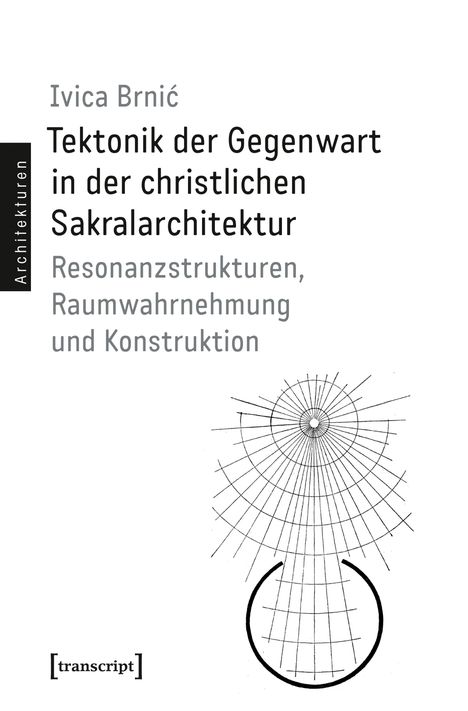 Der Text beschreibt "Tektonik der Gegenwart in der christlichen Sakralarchitektur". Unten ein geometrisches Muster.