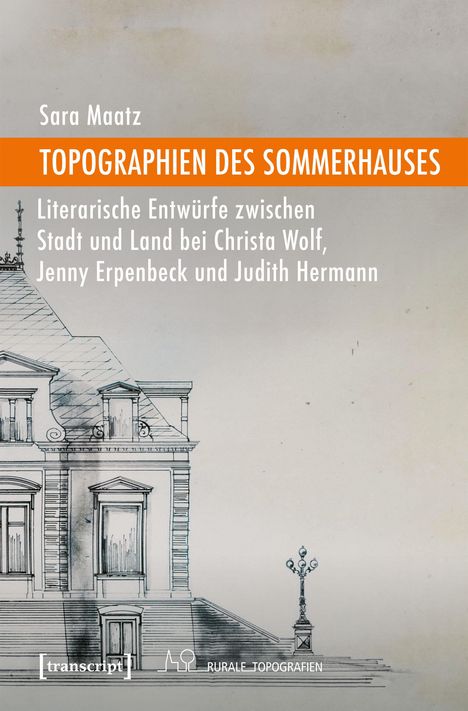 "Sara Maatz, TOPOGRAPHIEN DES SOMMERHAUSES. Zeichnung eines Hauses, städtisch-ländliche Literaturthemen."