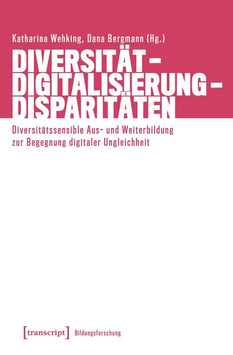 "Diversität – Digitalisierung – Disparitäten" in großen weißen Buchstaben auf rotem Hintergrund. Unten kleinerer Text.