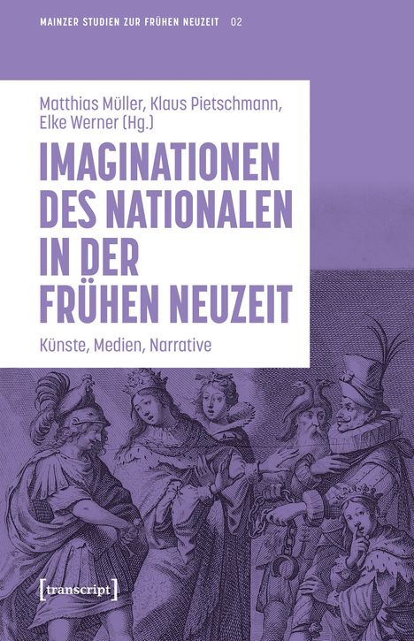 Text: „MAINZER STUDIEN ZUR FRÜHEN NEUZEIT 02. IMAGINATIONEN DES NATIONALEN IN DER FRÜHEN NEUZEIT.“ Illustration: Historische Szene.
