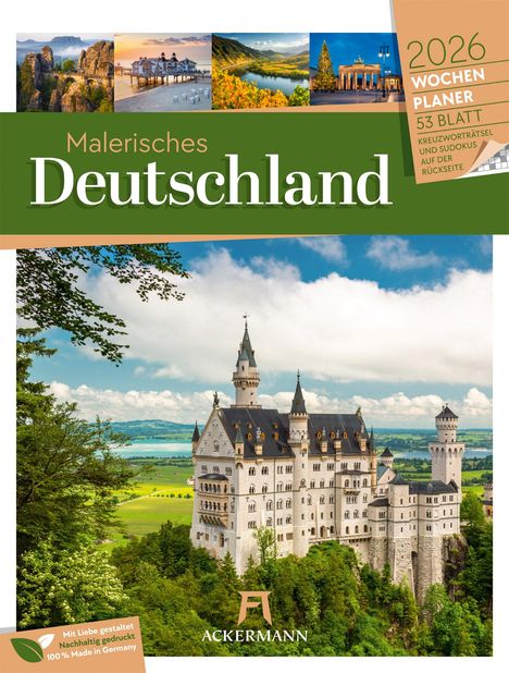 Ackermann Kunstverlag GmbH: Malerisches Deutschland - Wochenplaner Kalender 2026, Kalender