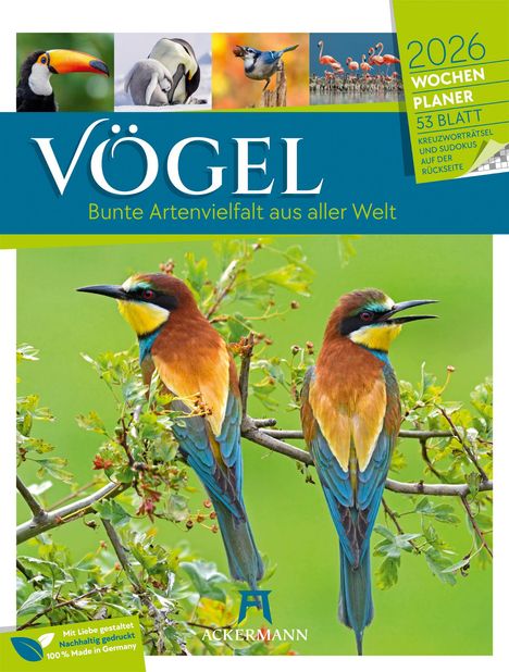 Ackermann Kunstverlag GmbH: Vögel - Tier-Wochenplaner 2026, Kalender