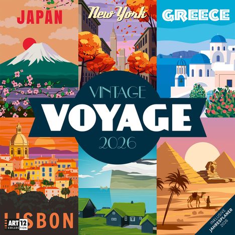 Ackermann Kunstverlag GmbH: Vintage Voyage - Reiseposter - Kalender 2026 - 30x30, Kalender