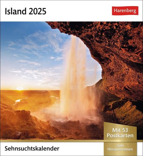 Island Sehnsuchtskalender 2025 - Wochenkalender mit 53 Postkarten, Kalender