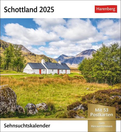 Patrick Frischknecht: Schottland Sehnsuchtskalender 2025 - Wochenkalender mit 53 Postkarten, Kalender