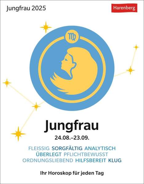Robert Satorius: Jungfrau Sternzeichenkalender 2025 - Tagesabreißkalender - Ihr Horoskop für jeden Tag, Kalender