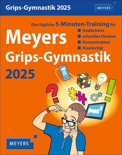 Philip Kiefer: Meyers Grips-Gymnastik Tagesabreißkalender 2025 - Das tägliche 5-Minuten-Training für Gedächtnis, schnelles Denken, Konzentration, Kreativität, Kalender