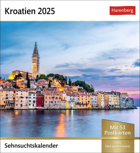 Kroatien Sehnsuchtskalender 2025 - Wochenkalender mit 53 Postkarten, Kalender