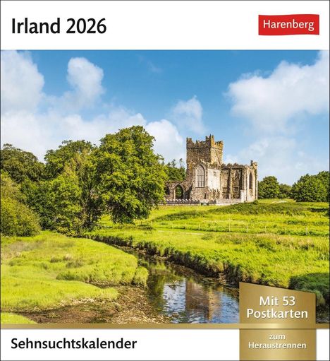 Irland Sehnsuchtskalender 2026 - Wochenkalender mit 53 Postkarten, Kalender