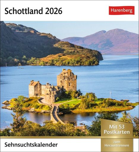 Patrick Frischknecht: Schottland Sehnsuchtskalender 2026 - Wochenkalender mit 53 Postkarten, Kalender