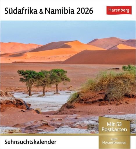 Südafrika &amp; Namibia Sehnsuchtskalender 2026 - Wochenkalender mit 53 Postkarten, Kalender