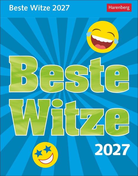 "Beste Witze 2027", darunter zwei lachende gelbe Emoji, eines mit Tränen und eines mit Sternen in den Augen.
