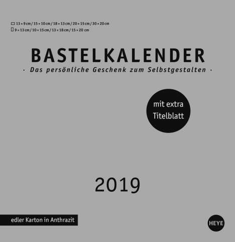 Bastelkalender 2019 silber, groß, Diverse