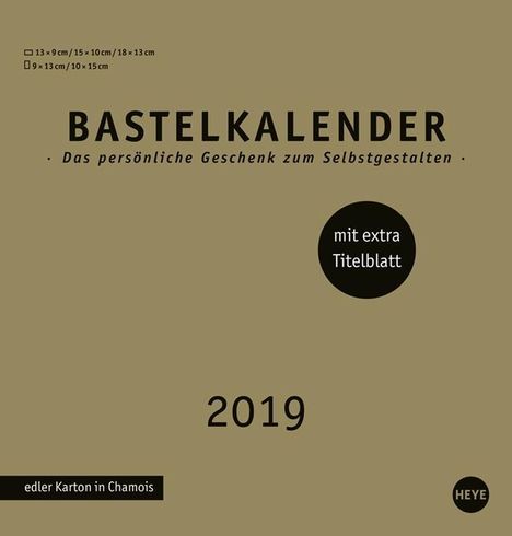 Bastelkalender 2019 gold, mittel, Diverse