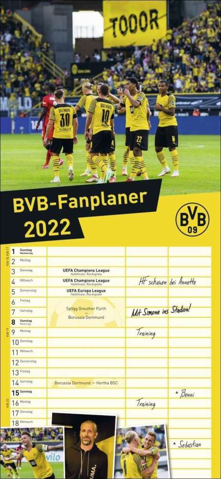 BVB Fanplaner Kalender 2022, Kalender