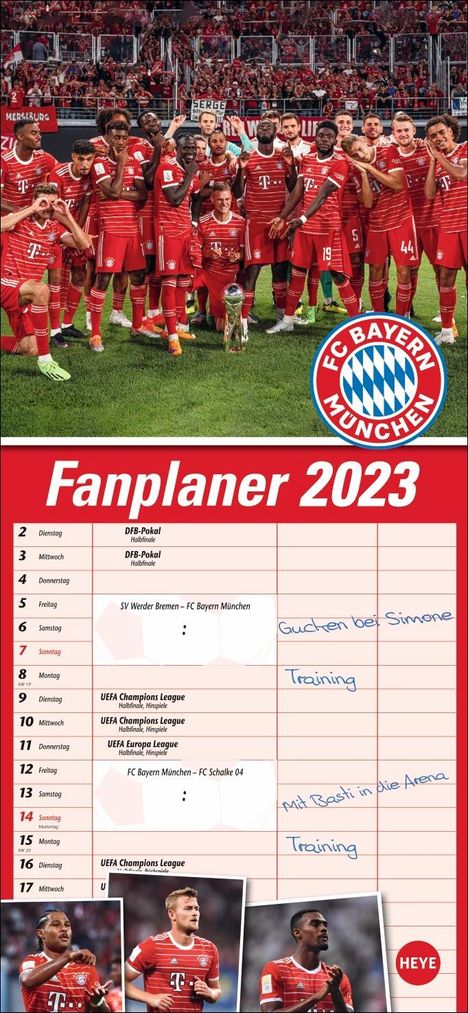 FC Bayern München Fanplaner 2023, Kalender