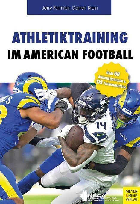 Text: "ATHLETIKTRAINING IM AMERICAN FOOTBALL", "Über 60 Athletikübungen & 115 Trainingspläne". Actionreicher Football-Moment.