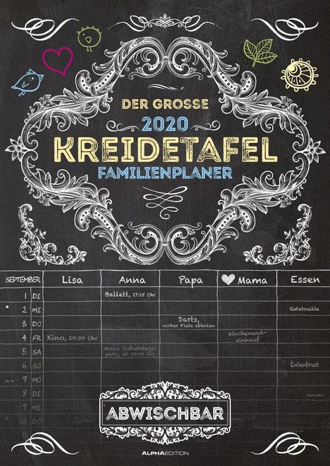 Der große Kreidetafel-Familienplaner 2020, Diverse