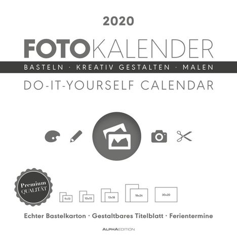 Foto-Bastelkalender 2020 groß datiert, weiß, Diverse