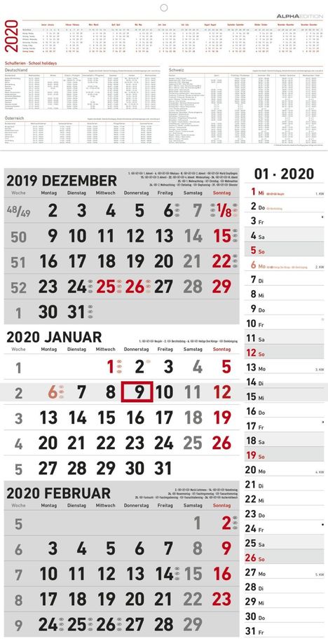 3-Monatskalender 2020 Kombi, Diverse