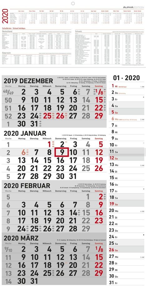 4-Monatskalender 2020 Kombi, Diverse