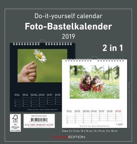 Foto-Bastelkalender 2019 s/w datiert, Diverse