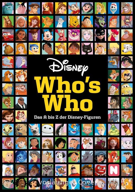 "Disney Who's Who: Das A bis Z der Disney-Figuren." Quadratische Bilder von Disney-Charakteren.