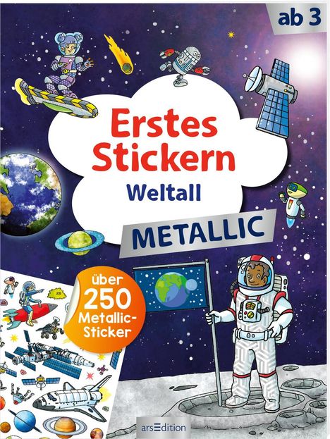 Erstes Stickern Metallic - Weltall, Buch