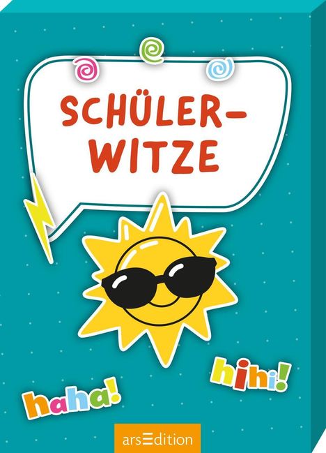 „SCHÜLER-WITZE“ in einer Sprechblase. Ein lächelndes Sonne-Emoji mit Sonnenbrille darunter.