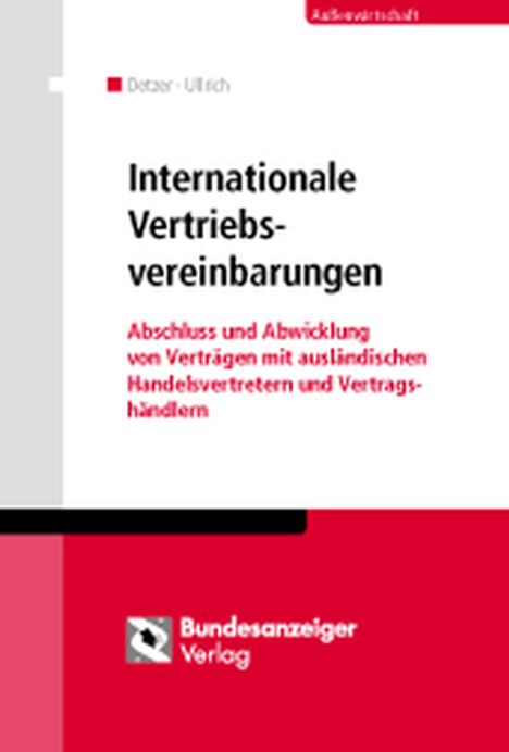 Klaus Detzer: Detzer, K: Internationale Vertriebsvereinbarungen, Buch