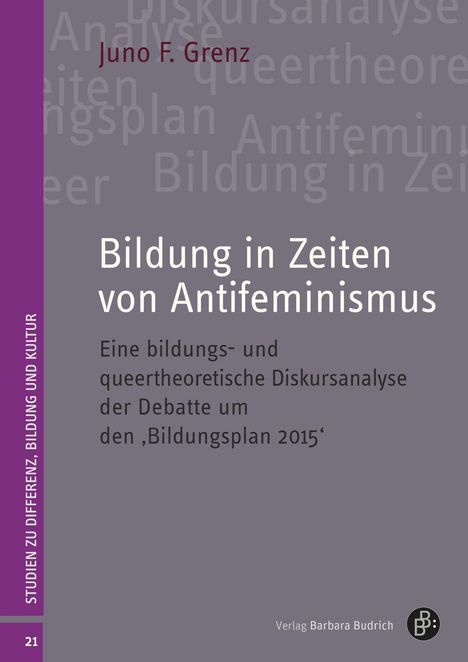 Juno F. Grenz: Bildung in Zeiten von Antifeminismus, Buch