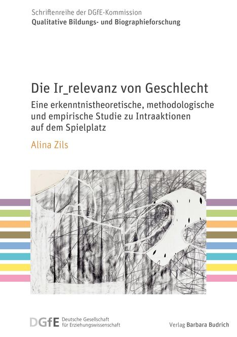 „Die Ir_relevanz von Geschlecht“, eine empirische Studie von Alina Zils. Schwarz-weiß Illustration mit abstrakten Linien.