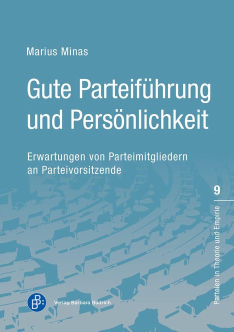 Titel: Gute Parteiführung und Persönlichkeit, von Marius Minas. Hellblauer Hintergrund mit abstraktem Muster.