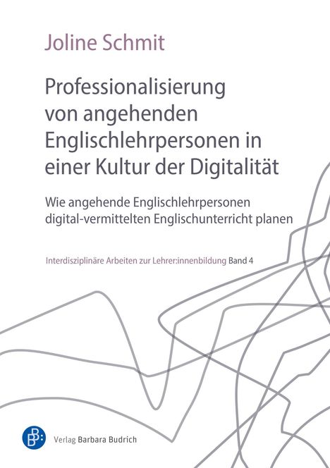 Text: "Joline Schmit, Professionalisierung...Digitalität". 
Abstrakte Linien, blaues Verlag-Logo unten links.
