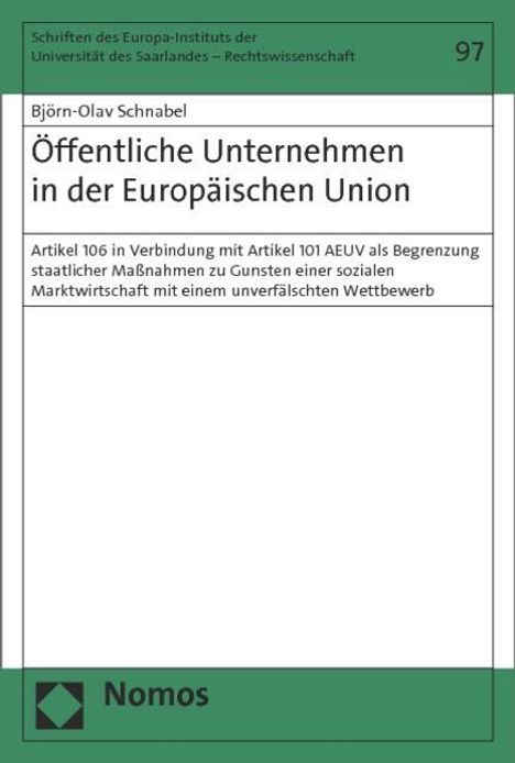 Björn-Olav Schnabel: Öffentliche Unternehmen in der Europäischen Union, Buch