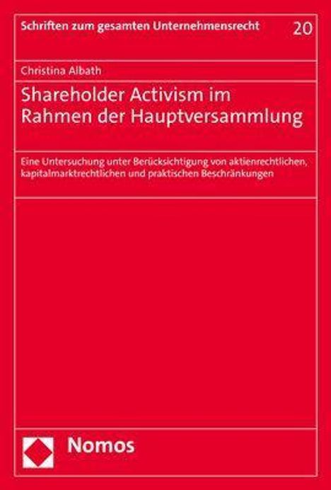 Christina Albath: Albath, C: Shareholder Activism im Rahmen der Hauptversammlu, Buch