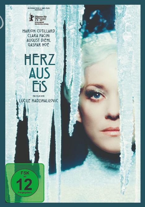 „Herz aus Eis“ mit Marion Cotillard; eisiges Gesicht neben Eiszapfen, FSK 12-Plakette unten links.