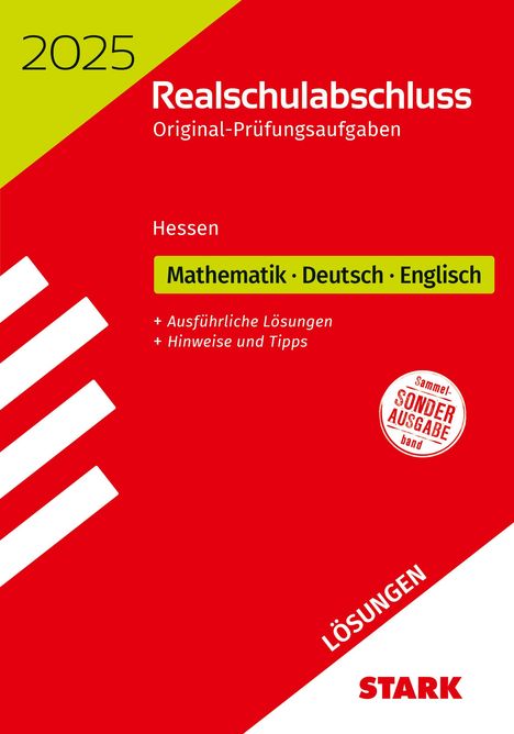 STARK Lösungen zu Original-Prüfungen Realschulabschluss 2025 - Mathematik, Deutsch, Englisch - Hessen, Buch