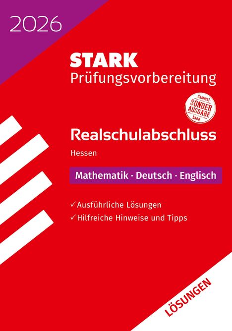 STARK Lösungen zu Mathematik, Deutsch, Englisch - Realschulabschluss 2026 Hessen - Prüfungsvorbereitung, Buch
