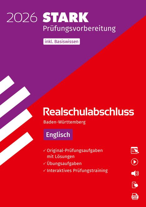 STARK Englisch - Realschulabschluss 2026 BW - Prüfungsvorbereitung inkl. Basistraining und Lösungen, 1 Buch und 1 Diverse