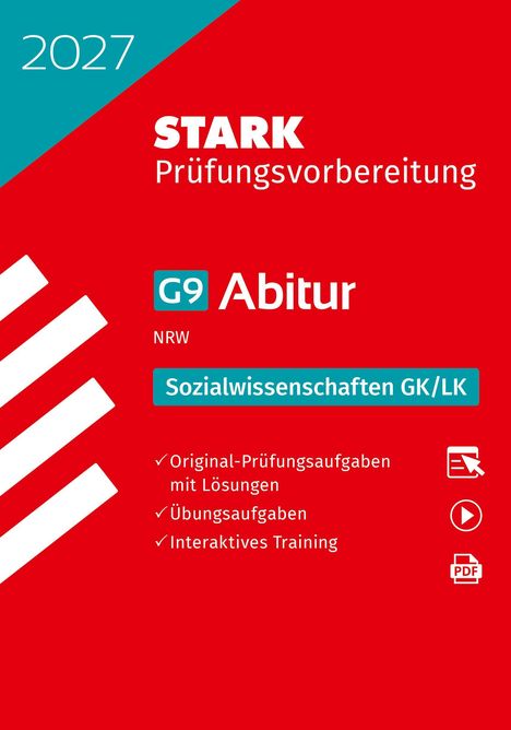2027, STARK Prüfungsvorbereitung, G9 Abitur Sozialwissenschaften GK/LK, Original-Prüfungsaufgaben, roter Hintergrund.