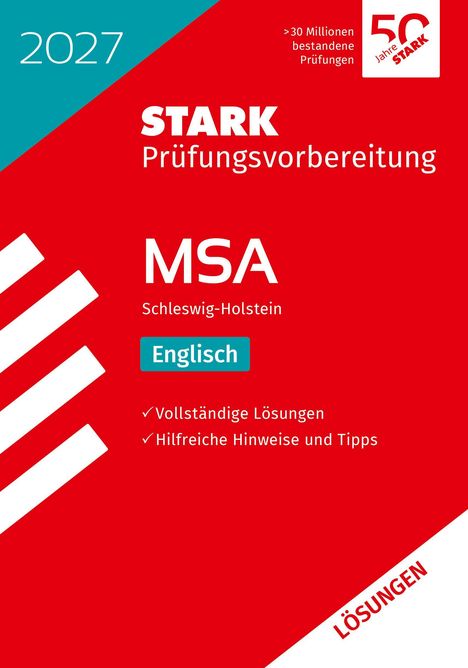 2027 STARK Prüfungsvorbereitung MSA Schleswig-Holstein Englisch. Rotes Cover mit weißen und blauen Elementen.
