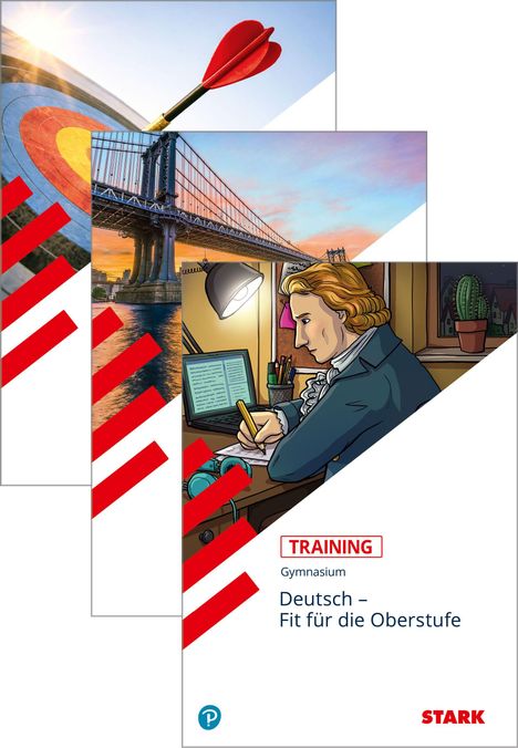 TRAINING Gymnasium Deutsch – Fit für die Oberstufe. Illustration: Person schreibt an einem Tisch.