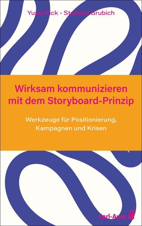 „Wirksam kommunizieren mit dem Storyboard-Prinzip“ steht groß in Pink auf orangefarbenem Hintergrund.
