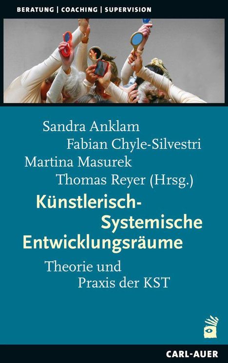 Text: "BERATUNG | COACHING | SUPERVISION", Autoren, Titel. Oben Hände mit bunten Objekten, unten blau mit Text.