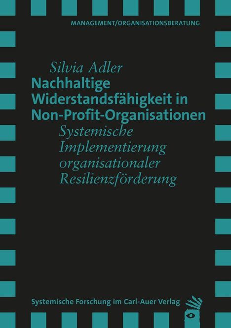 Titel: Nachhaltige Widerstandsfähigkeit in Non-Profit-Organisationen. Dunkler Hintergrund, türkis-schwarzes Muster.