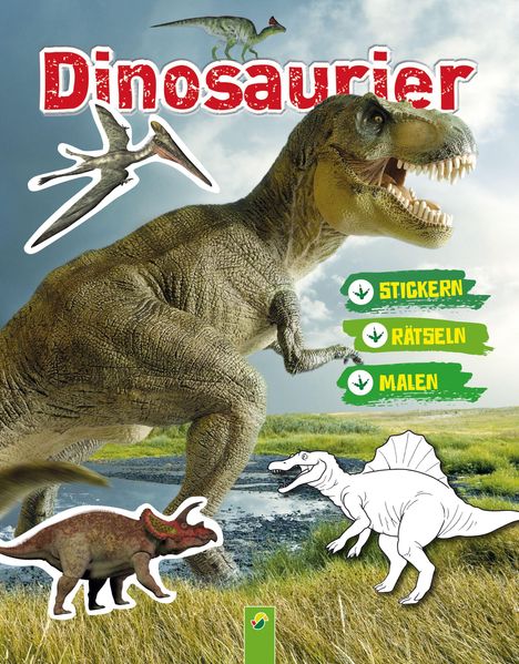 Dinosaurier Stickern Rätseln Malen, Buch